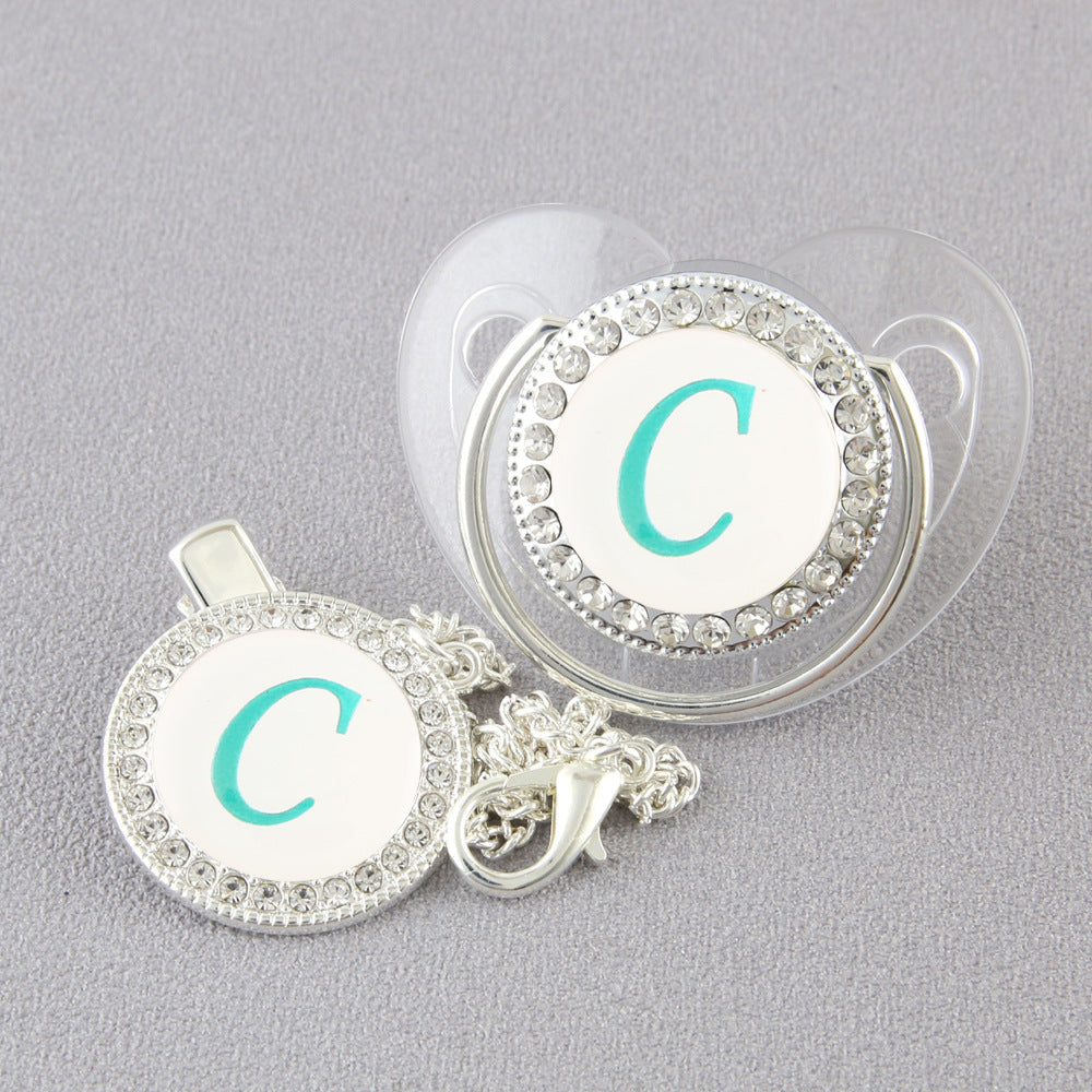 Set Ciuccio Luxury con Clip – Personalizzato con Iniziale (6-12 mesi)