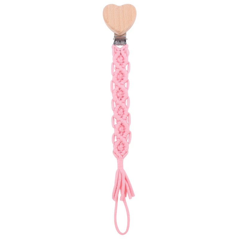 Catenina in Cotone Intrecciato Macramé con Clip in Legno a Cuore