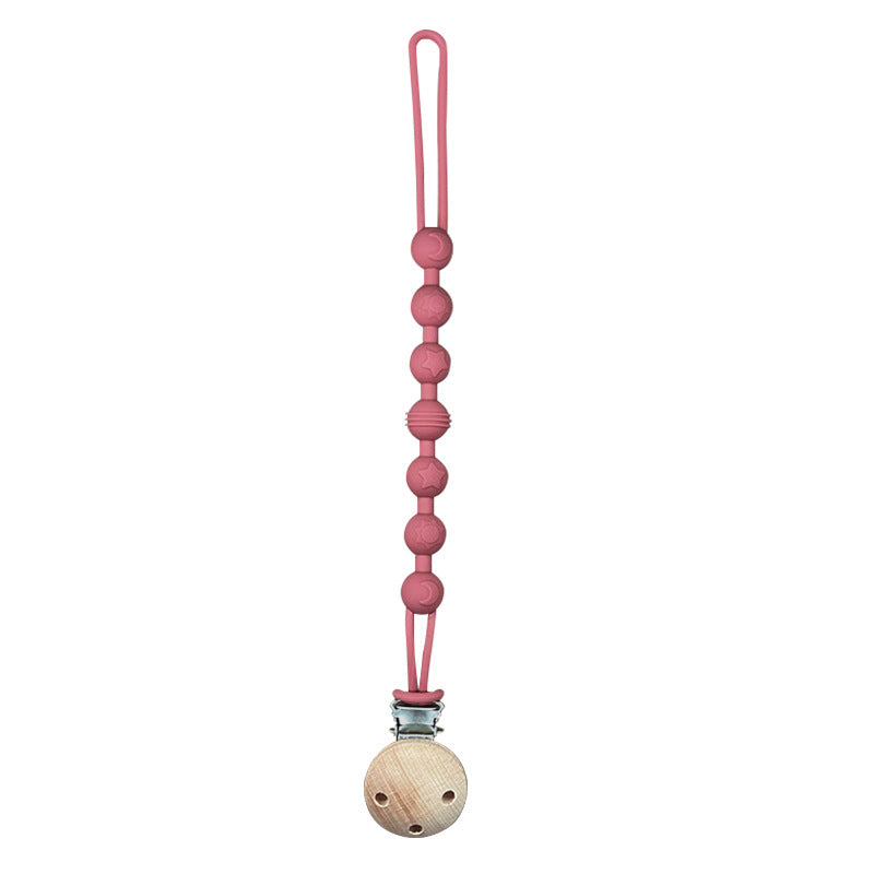 Catenina in Silicone con clip in Legno Naturale