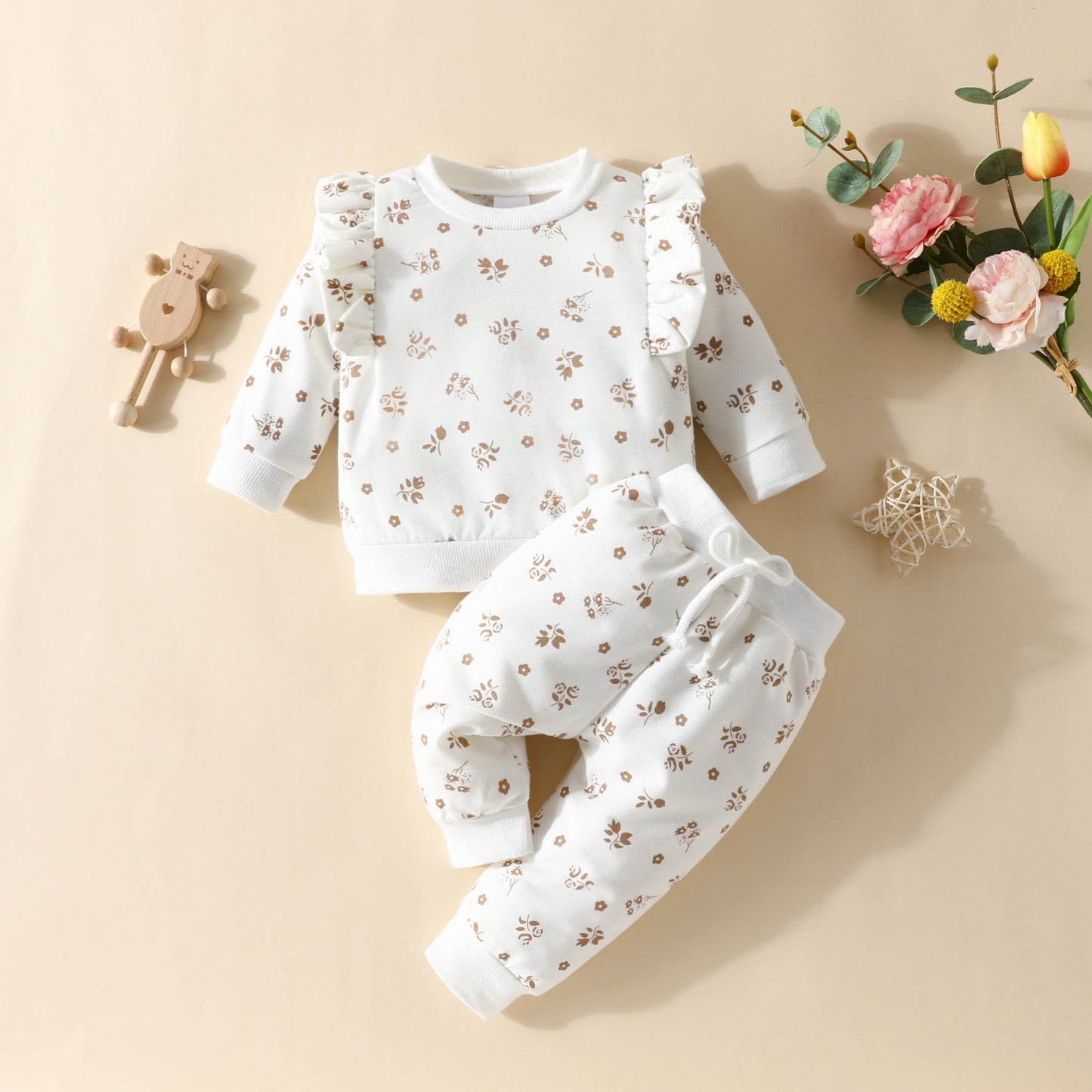 Completo Bambina 2 Pezzi floreale 100% cotone