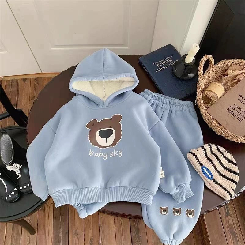 Completo Invernale Bimbo "Baby Sky" con Orsetto – Felpa e Pantalone Caldo