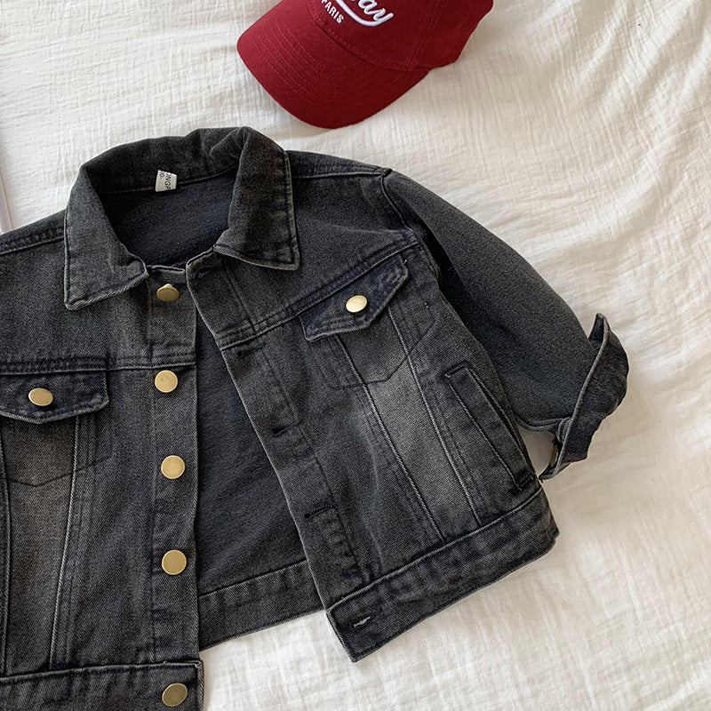 Giacca Jeans Bambino in Denim Nero
