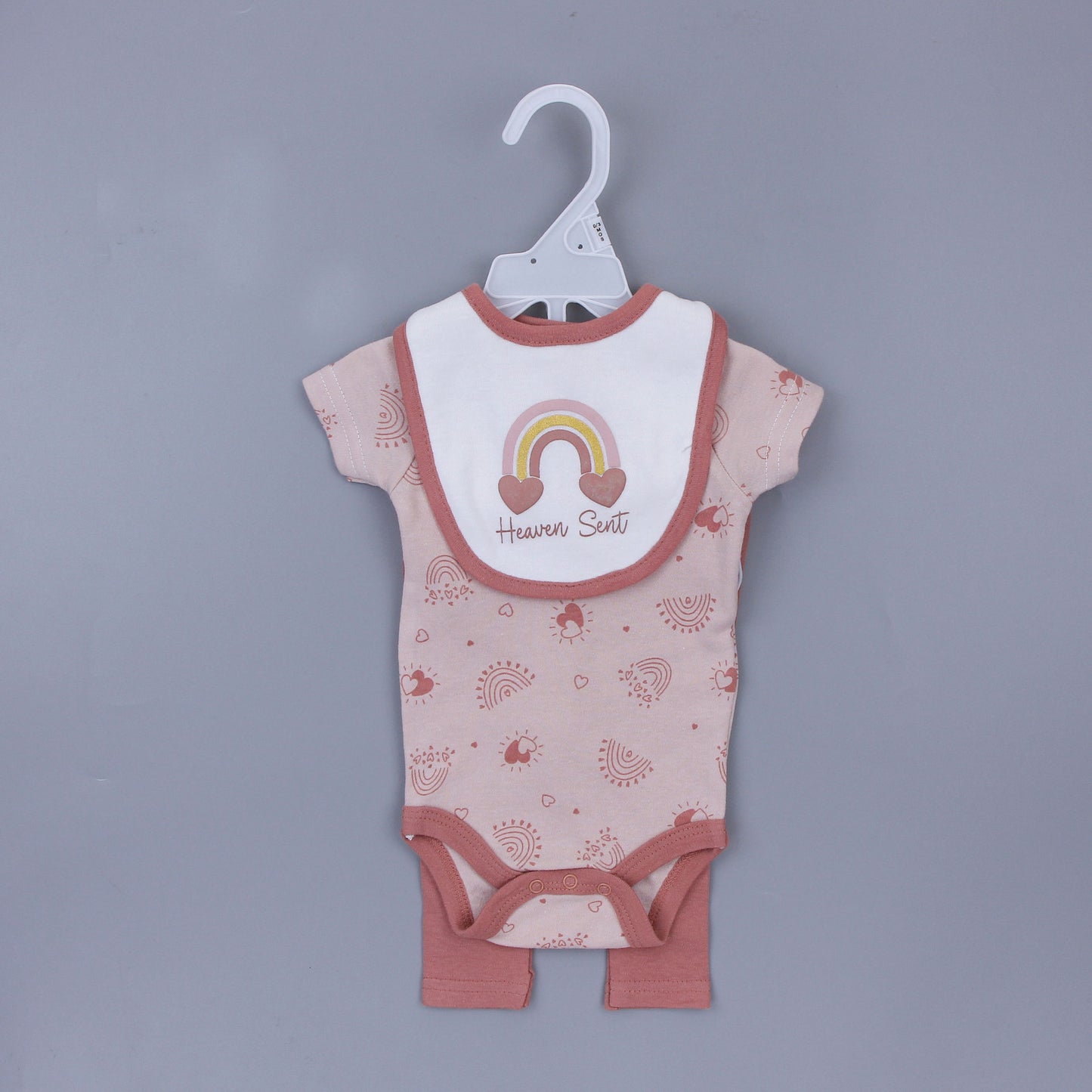 Set Nascita Neutro Bimbo/BImba 3 Pezzi - Body, Bavaglino e Pantaloni "Keepin' It Wild"