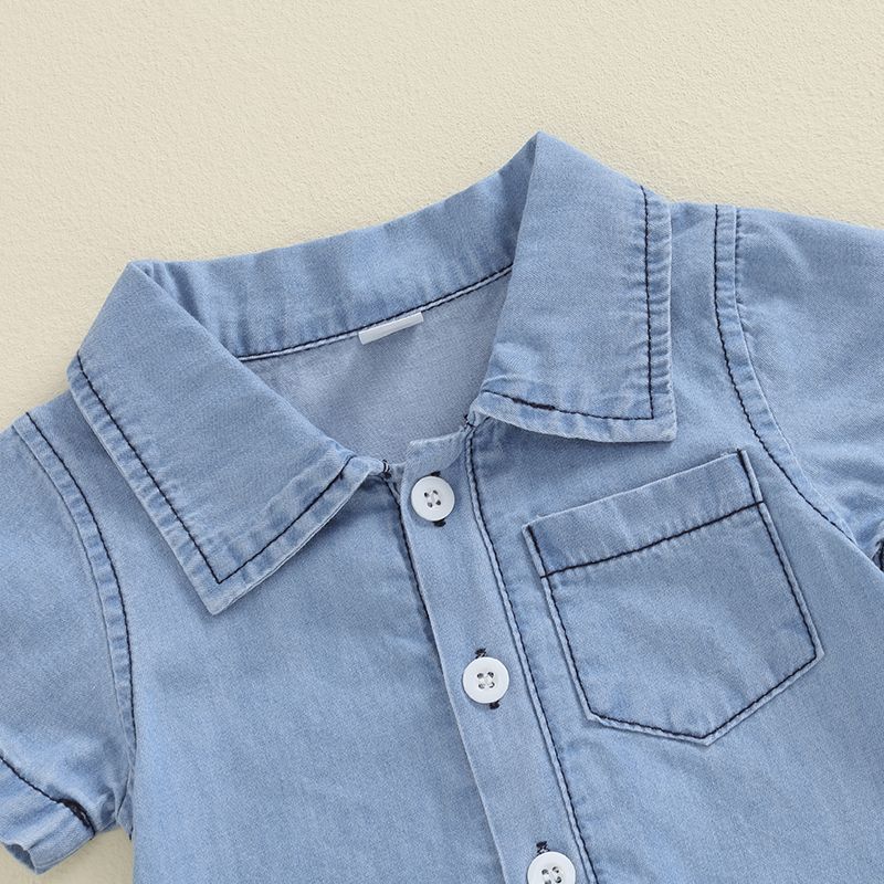 Tutina bimbo/bimba in Stile Camicia - Colore Denim Chiaro