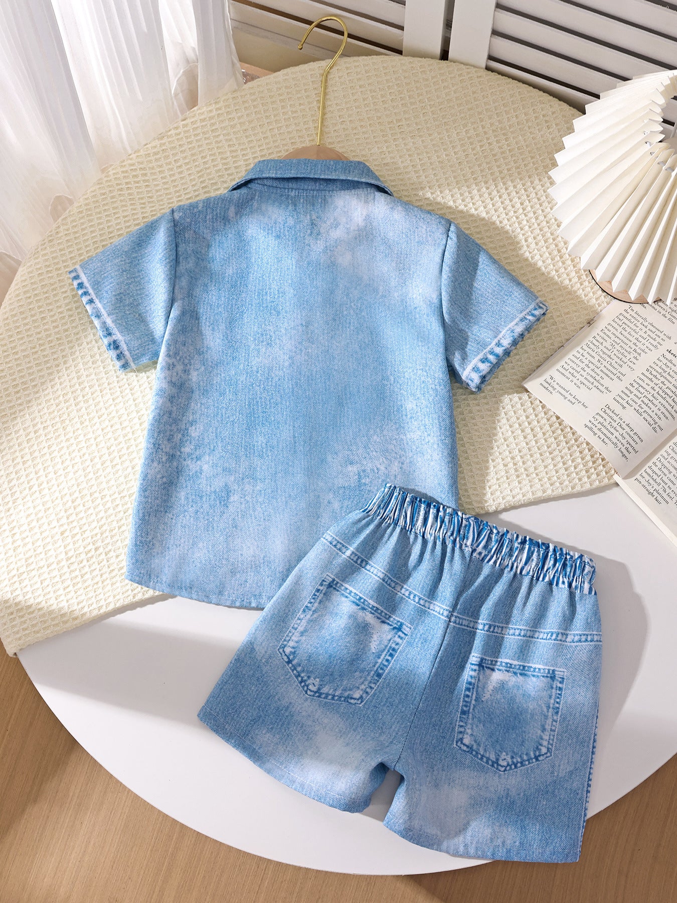 Completo estivo bimbo effetto denim – Camicia e pantaloncini