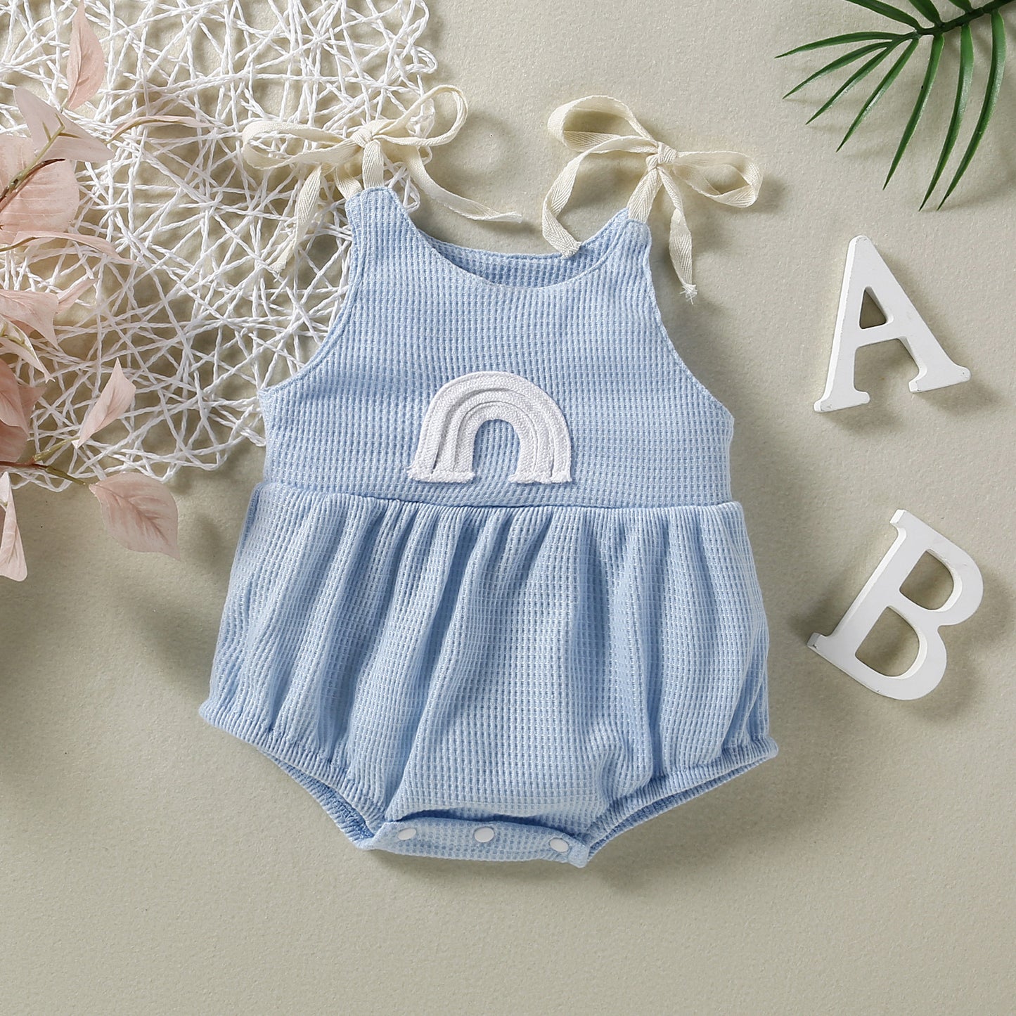 Pagliaccetto Estivo Bambina/neonata con Arcobaleno e Fiocchi