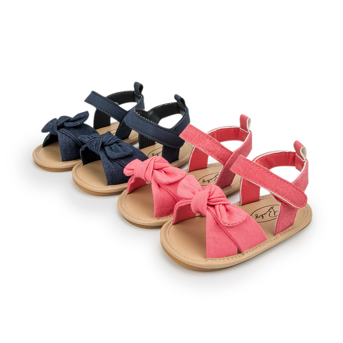 Sandali Estivi per Neonata Design con Fiocco e Chiusura a Strappo
