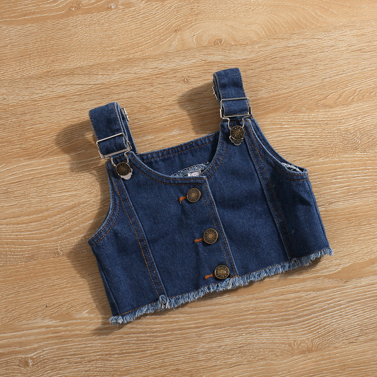 Abitino camicia bianca con gilet in denim per bambina