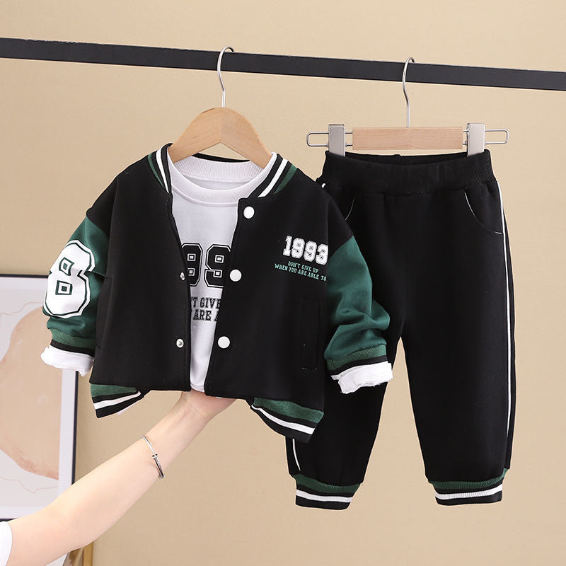 Bambino 3 Pezzi Giacca College, T-Shirt e Pantaloni Sportivi | Stile Casual