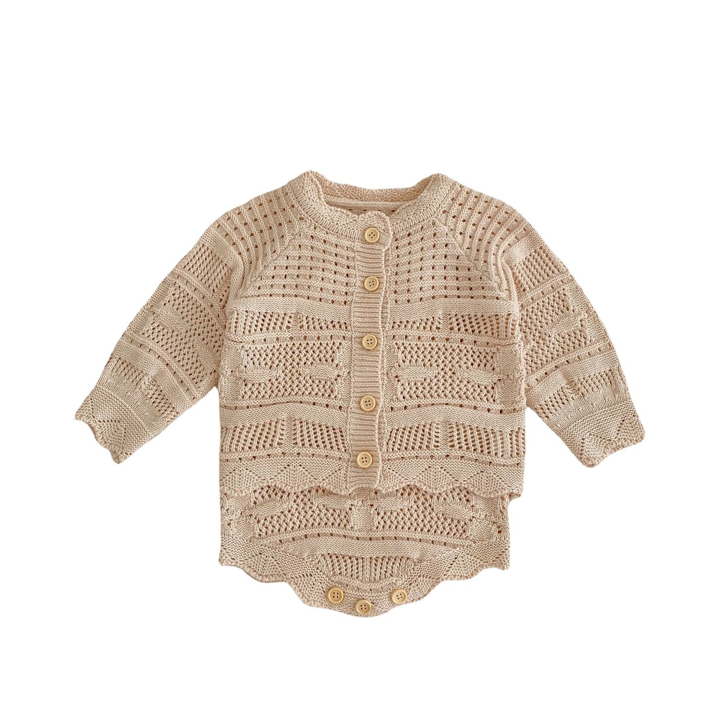 Set Neonata/ Bimba in Maglia Lavorata – Tutina e Cardigan