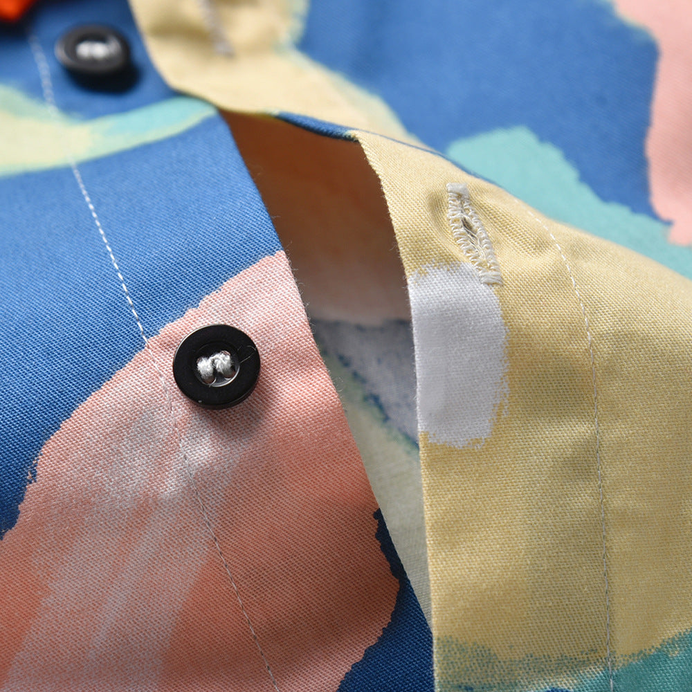 Completo Estivo 3 Pezzi per Bambino – Body Camicia Floreale, Pantaloncini con Bretelle e Papillon
