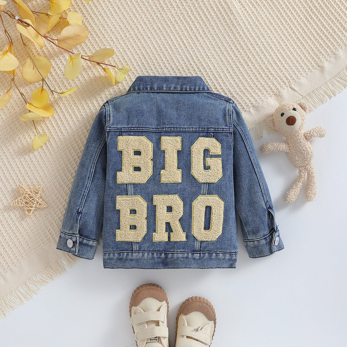 Giacca di Jeans Bambino con Ricamo Applicato