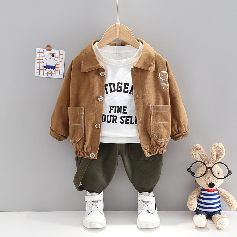Completo Bimbo "Mini Explorer" Giacca Nera, T-shirt e Pantaloni