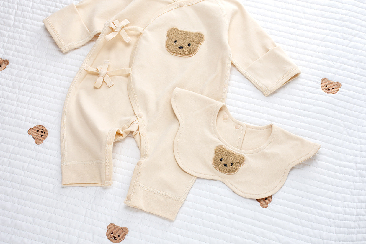Coordinato Set Neutro Neonato/a Bimbo/ Bimba 3 pezzi – Orsetto coccoloso beige