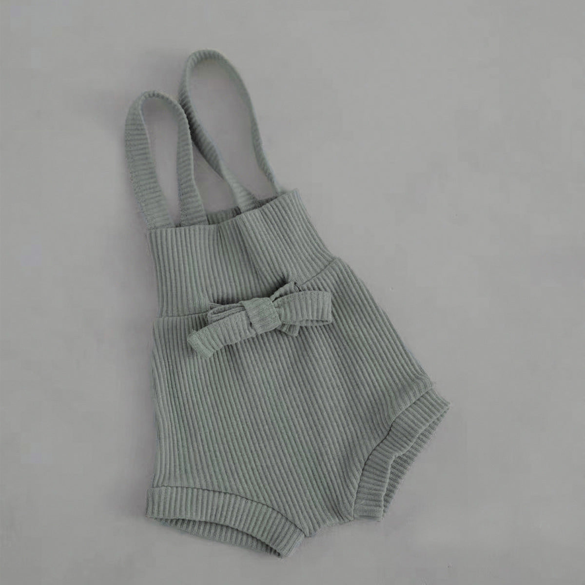 Salopette in Maglia a Coste con Fiocco