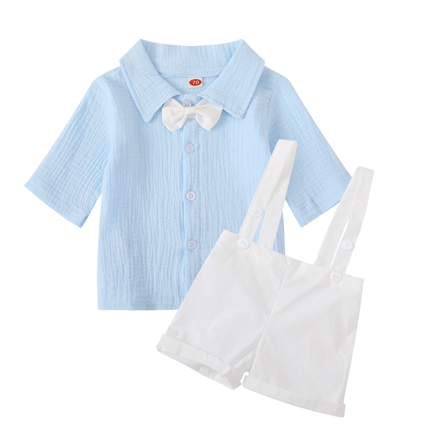 Completo Estivo Neonato con Camicia e Bretelle 100% lino