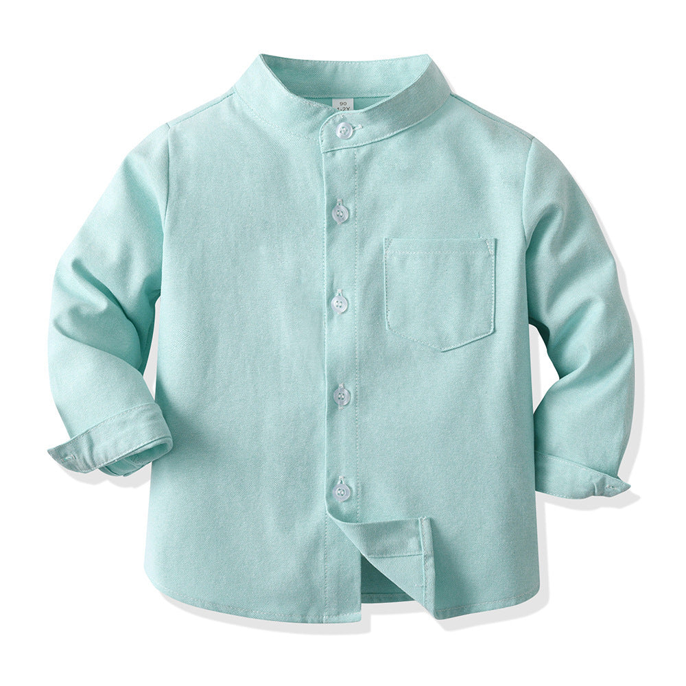 Camicia coreana bambino in cotone maniche lunghe