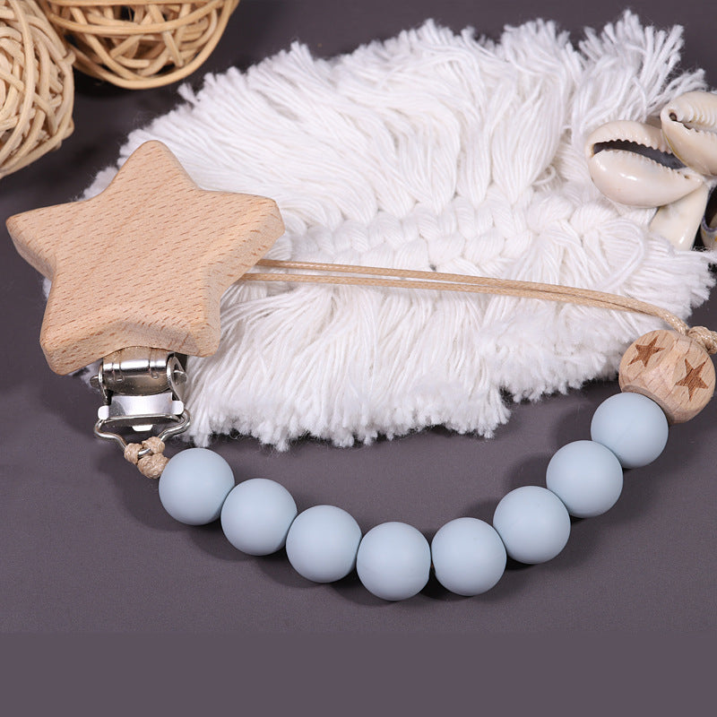 Catenina in Legno e Silicone con Clip a Stella