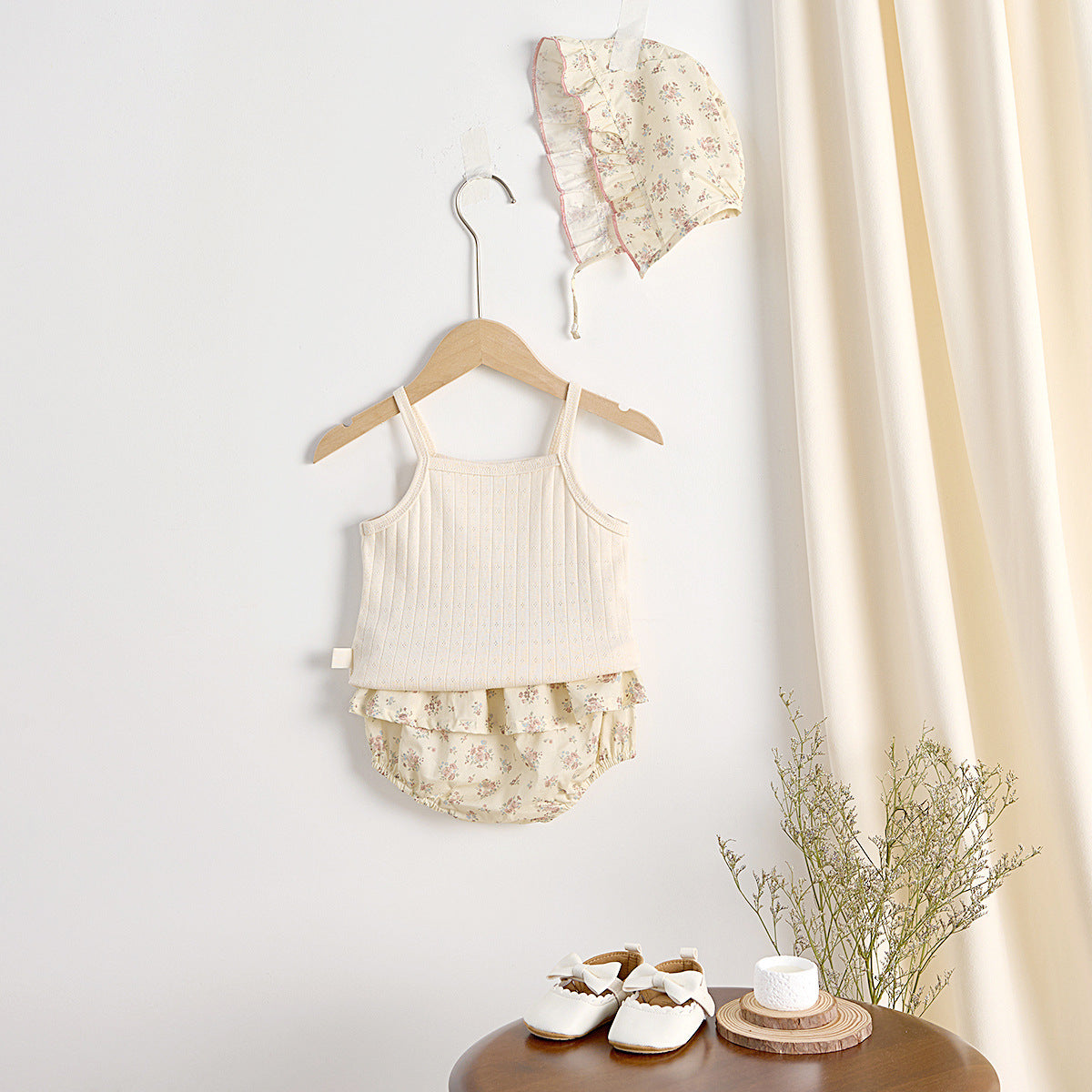 Completo Vintage Estivo 3 Pezzi Neonata/ Bimba