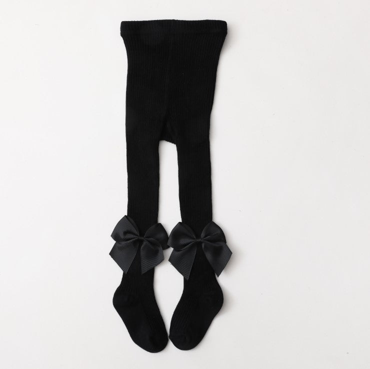 Collant Eleganti per Bambina con Fiocco in Raso vari colori caldo cotone