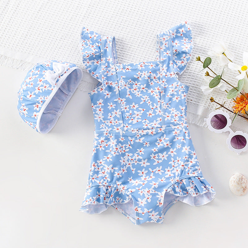 Costume Intero Bimba “Fior di Cielo” con Cuffietta
