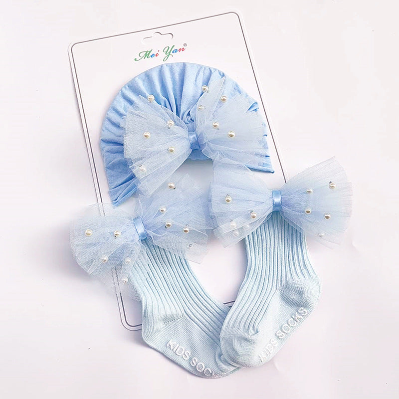 Set Fascia Turbante e Calzini con Fiocchi