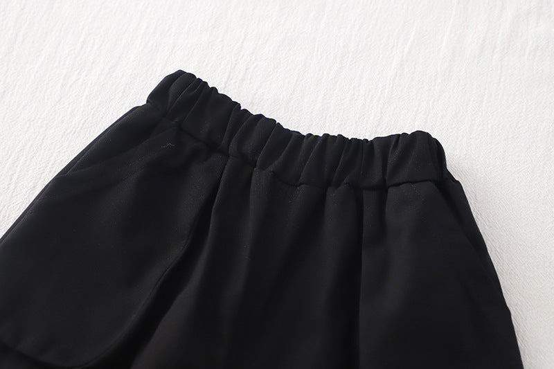Completo Elegante Bimbo "Little Manager" - Camicia Senza Maniche con Cravatta e Shorts