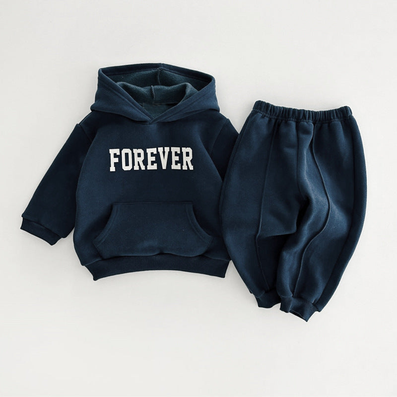 Tuta Bambino/Bambina con Cappuccio e Scritta "FOREVER"