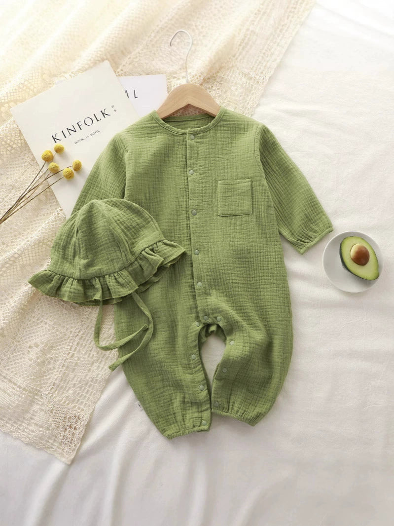 Tutina Neonato in Mussola con Cappellino