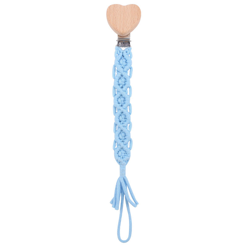 Catenina in Cotone Intrecciato Macramé con Clip in Legno a Cuore