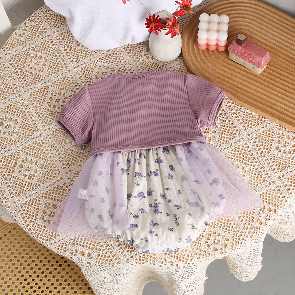 Pagliaccetto con Gonna Tulle per Neonata - Stile Romantico