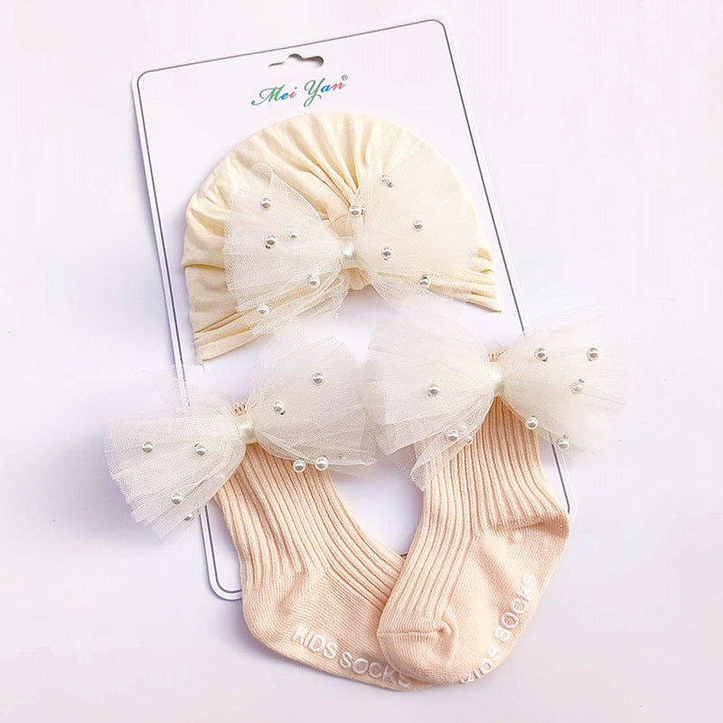 Set Fascia Turbante e Calzini con Fiocchi