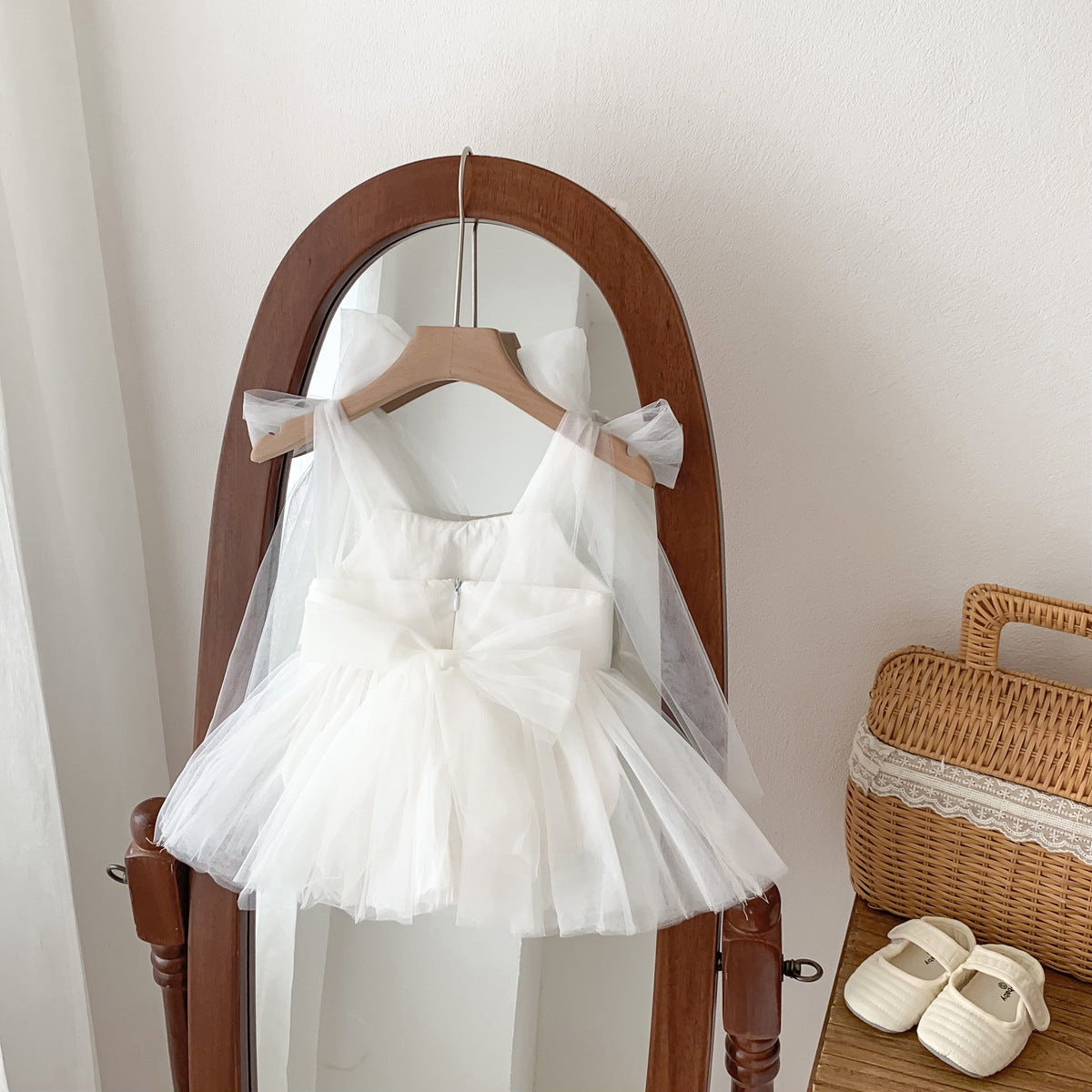 Vestito pagliaccetto neonata Elegante in Tulle con Fiocco