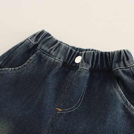 Pantaloni Cargo Bimbo in Denim Stile Casual