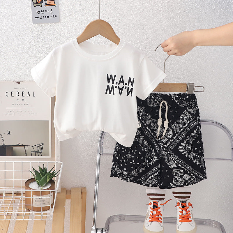 Completo Bambino T-Shirt e Shorts Stile Bandana