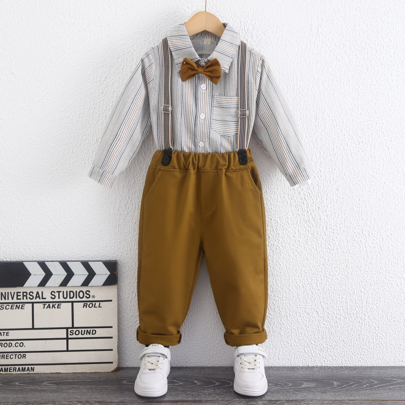 Completo Bimbo Elegante 3 Pezzi con Papillon e Bretelle