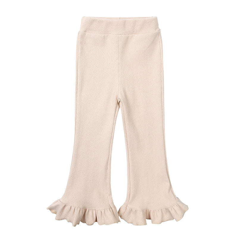 Leggings Bambina con Volant al Fondo Modello Svasato Vari Colori