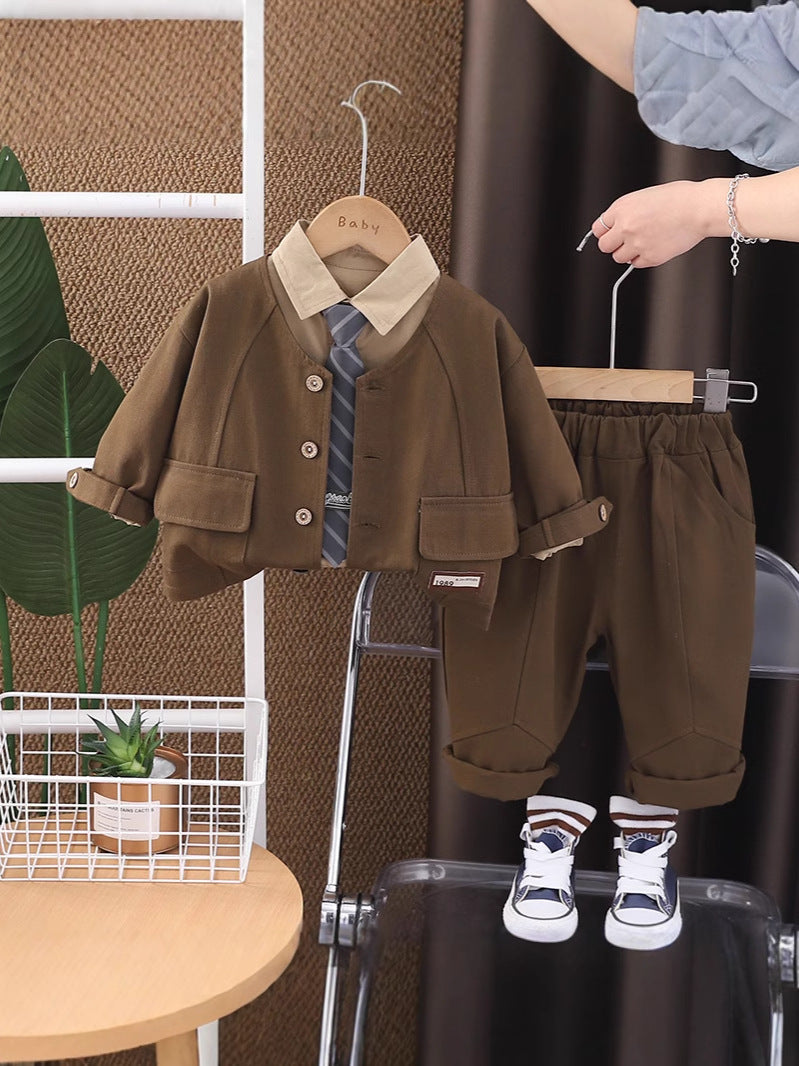 Completo Elegante Bambino Camicia con Cravatta e Giacca Casual
