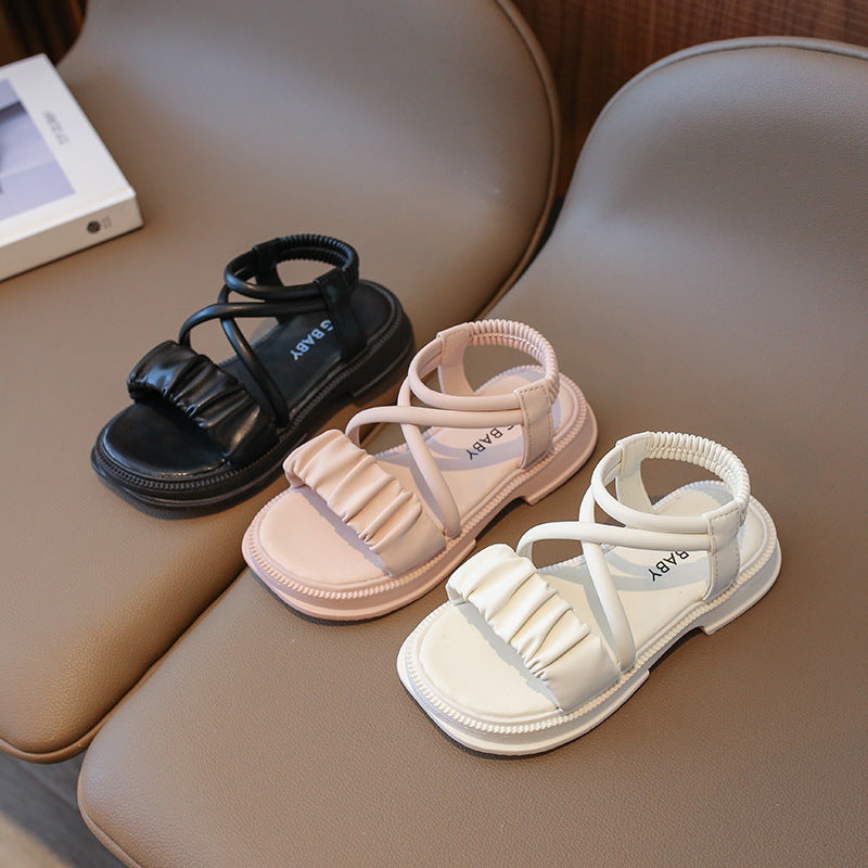 Sandali Estivi per Bambina Design Elegante con Fascia Arricciata