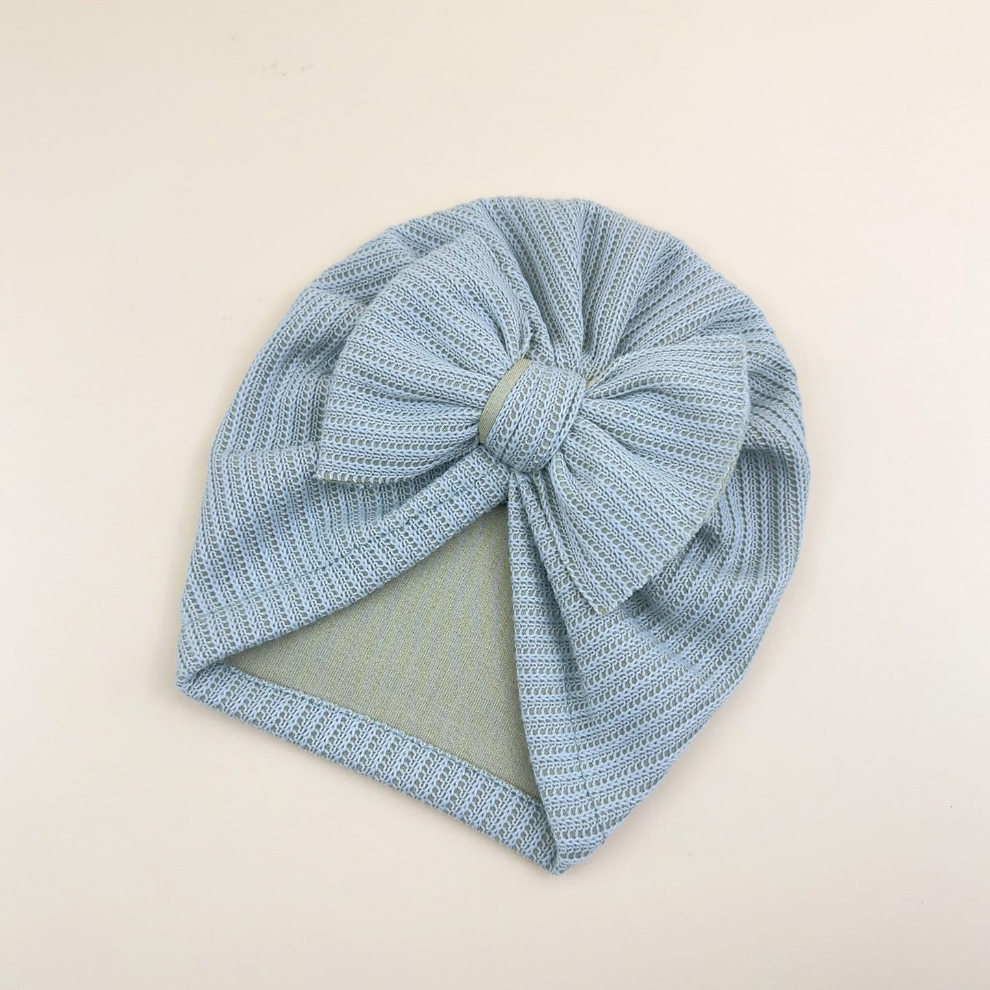 Turbante per Bambina in Maglia con Fiocco - Colore Neutro