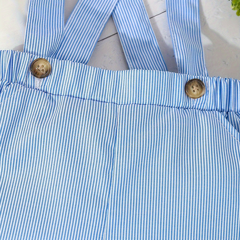 Completo elegante bambino – Camicia con papillon e pantaloncini con bretelle