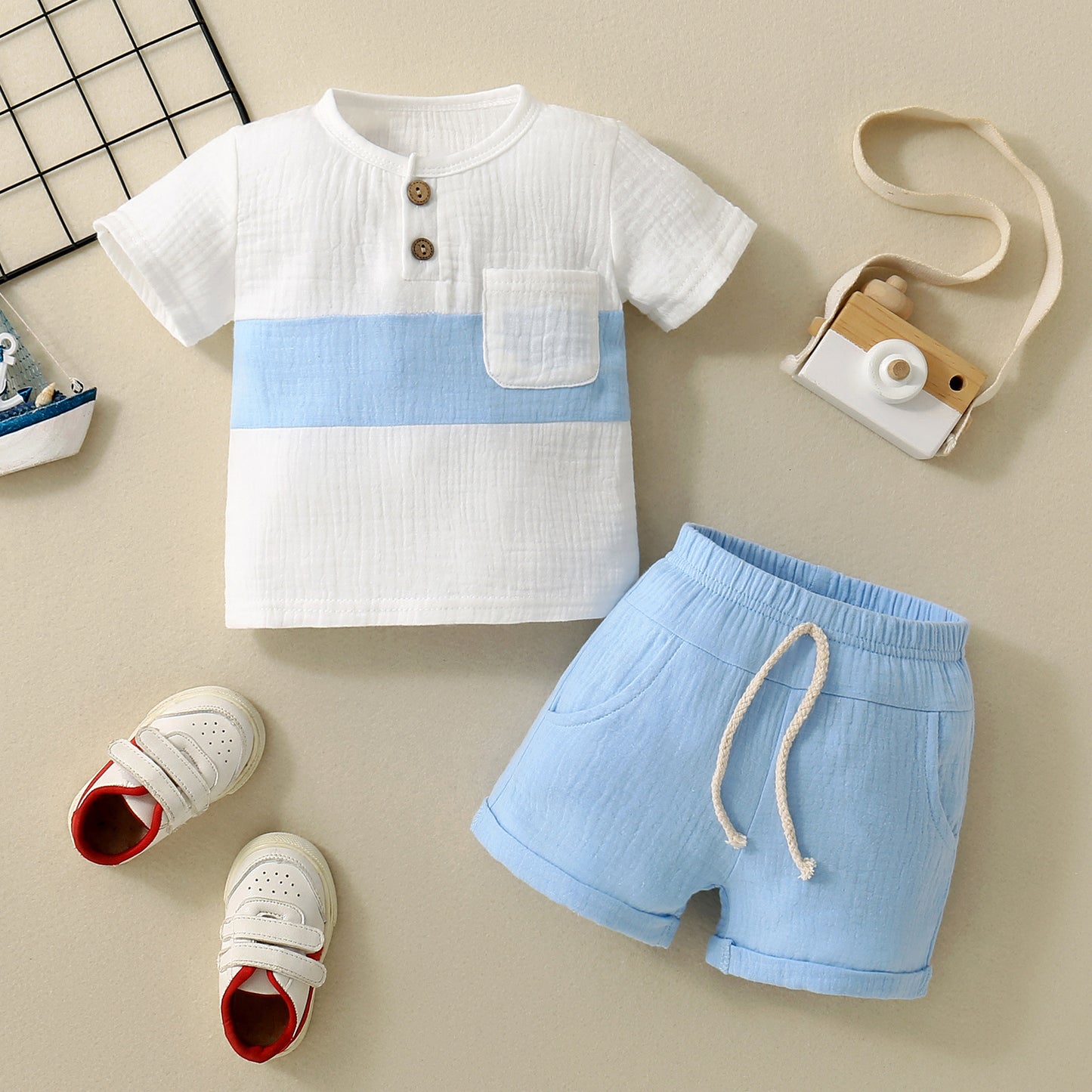 Completo Estivo Bambino in Cotone Garzato – Maglietta e Shorts Coordinati
