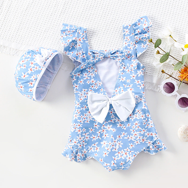 Costume Intero Bimba “Fior di Cielo” con Cuffietta