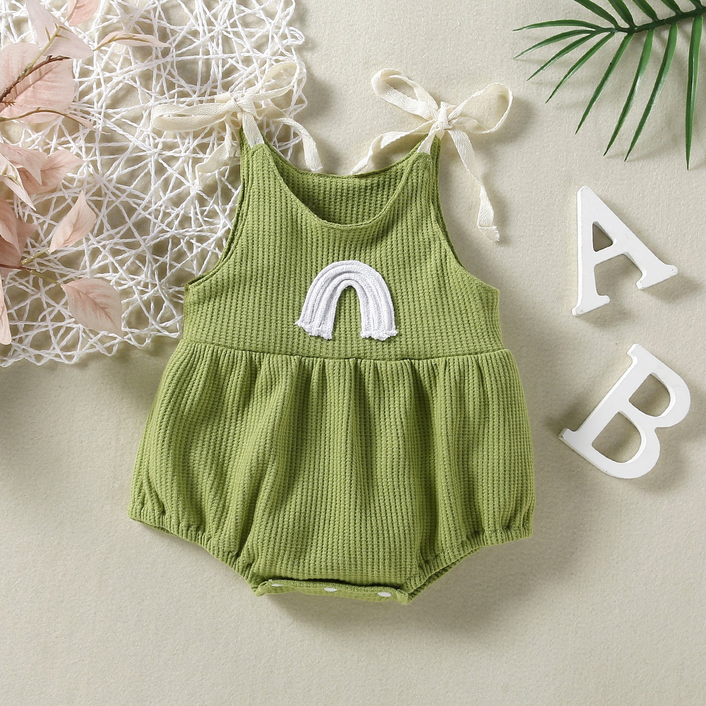 Pagliaccetto Estivo Bambina/neonata con Arcobaleno e Fiocchi