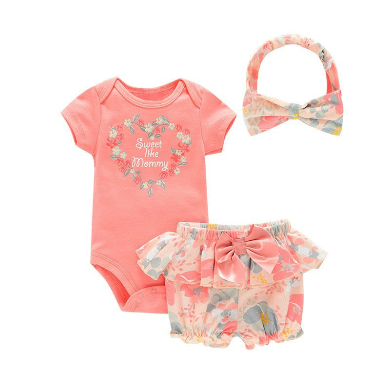 Completo Estivo Neonata Body, Bloomers e Fascia Coordinata