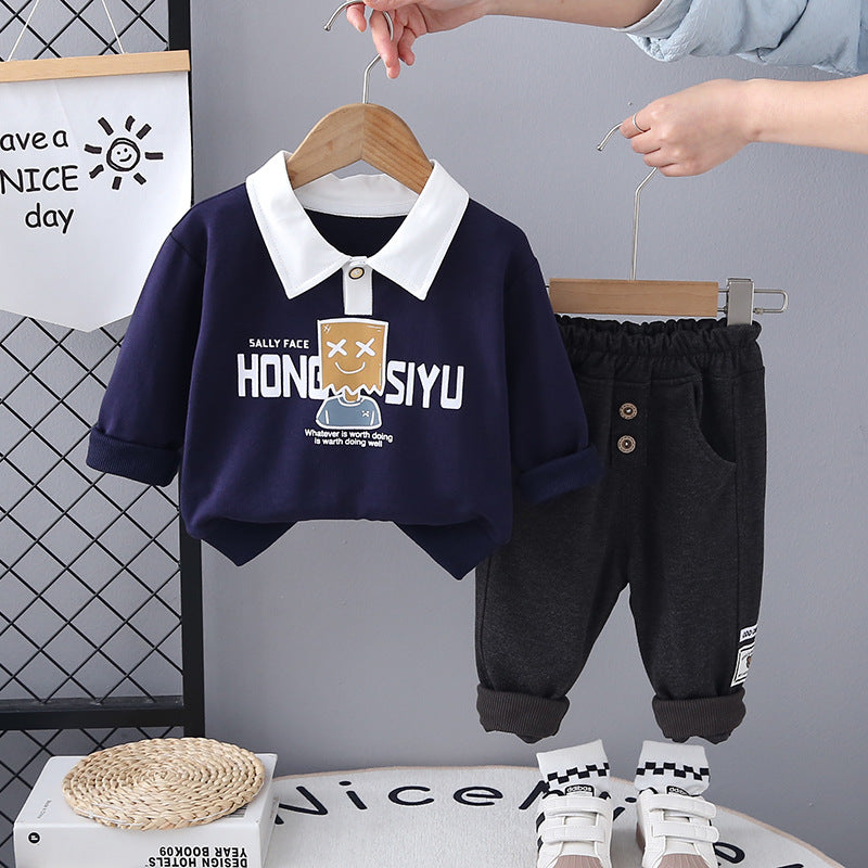 Completo Casual Bimbo "Cool Mood" Felpa con Colletto e Pantaloni