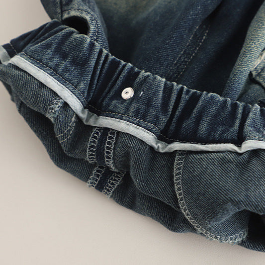 Pantaloni Cargo Bimbo in Denim Stile Casual
