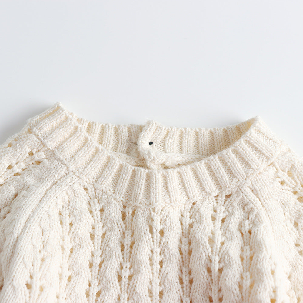 Tutina bimba in Maglia Lavorata - Colore Panna