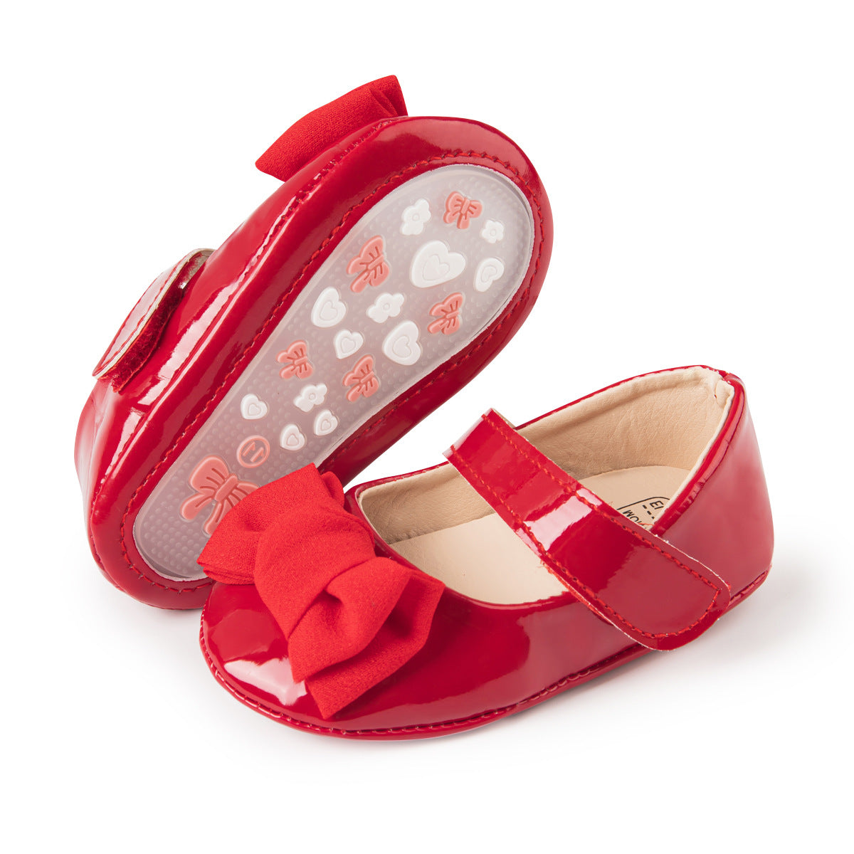 Scarpe Eleganti per Neonata Ballerine Verniciate con Fiocco