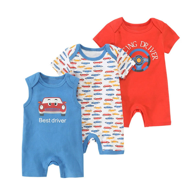 Set 3 Pagliaccetti Estivi per Neonato Fantasie Colorate